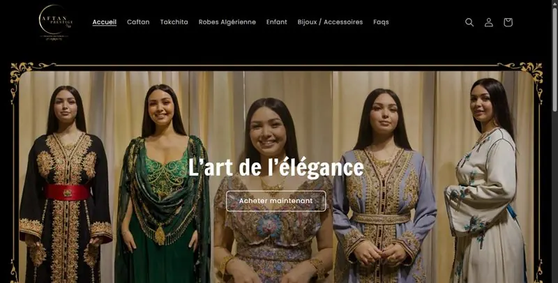 Capture sur ordinateur du site Caftan Prestige