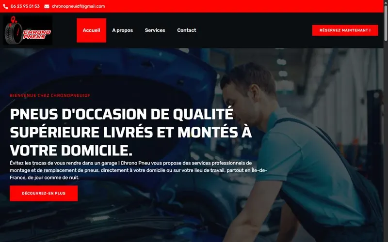 Capture sur ordinateur du site Chrono Pneu IDF