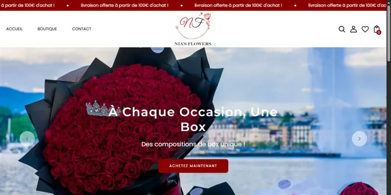 Capture sur ordinateur du site Nia's Flowers